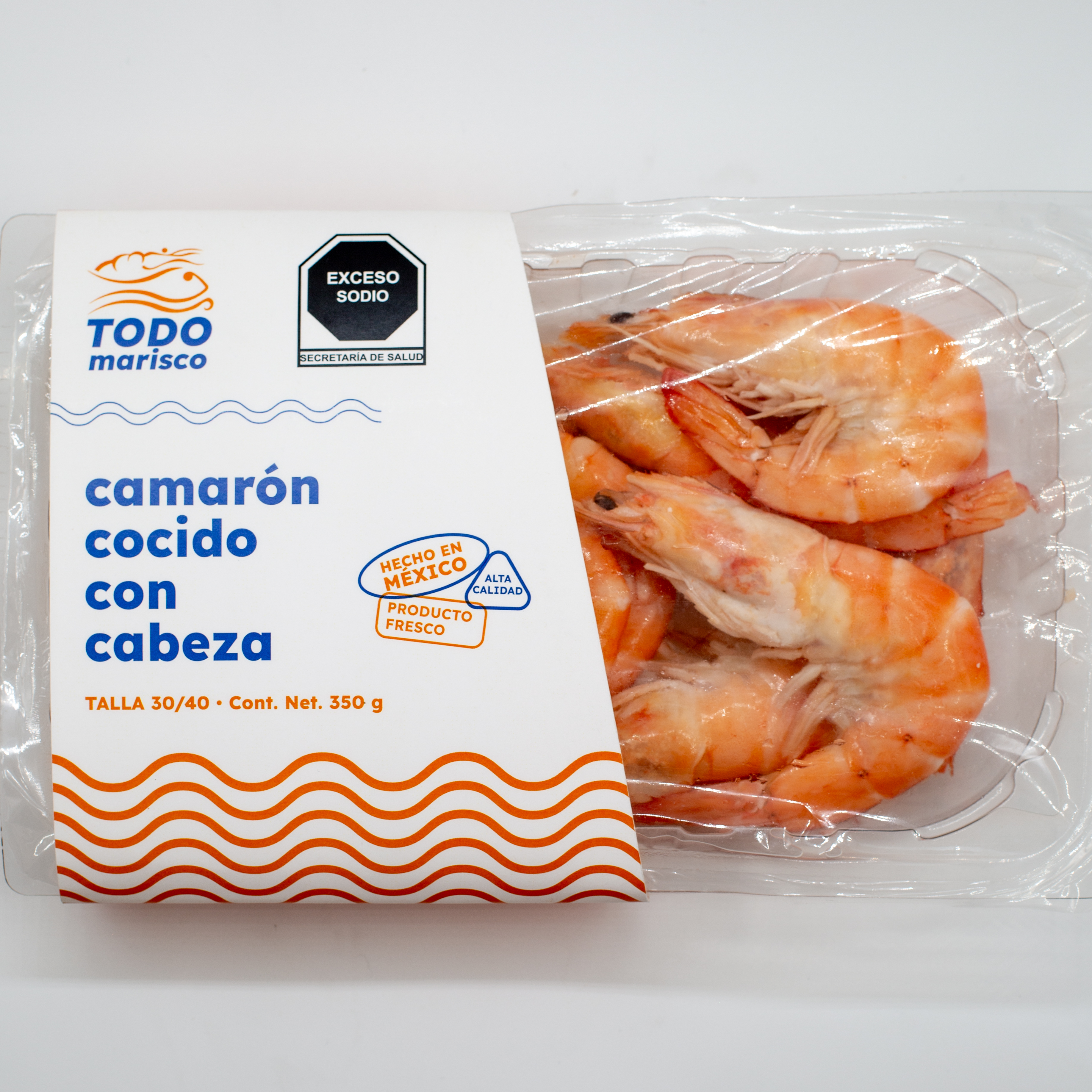 Camarón con cabeza